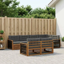  Kültéri kanapé szett párnával 7 pcs Természetes és antracit kerti bútor