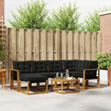  Kültéri kanapé szett párnával 7 pcs Természetes és fekete kerti bútor