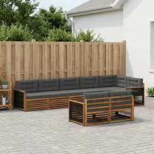  Kültéri kanapé szett párnával 8 pcs Természetes és antracit kerti bútor