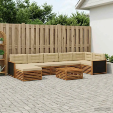  Kültéri kanapé szett párnával 8 pcs Természetes és bézs kerti bútor