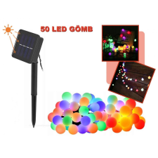 Kültéri napelemes fényfüzér, gömb kerti LED hangulat világítás MLED50-SOLAR-RGB Színes kültéri világítás