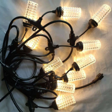 Kültéri világító füzér, 10 LED izzó, IP44, meleg fehér fény, 10m hosszúság karácsonyfa izzósor