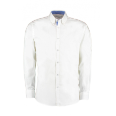 Kustom Kit Férfi hosszú ujjú Ing Kustom Kit Tailored Fit Premium Contrast Oxford Shirt XL, Fehér/Középkék