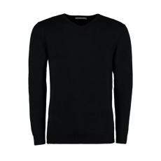Kustom Kit Férfi hosszú ujjú kötött felső Kustom Kit Classic Fit Arundel V Neck Sweater 2XL, Fekete