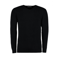 Kustom Kit Férfi hosszú ujjú kötött felső Kustom Kit Classic Fit Arundel V Neck Sweater XS, Fekete férfi pulóver, kardigán