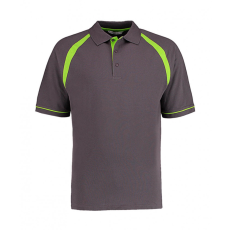 Kustom Kit Férfi rövid ujjú galléros póló Kustom Kit Classic Fit Oak Hill Polo S, Szénszürke/Lime zöld
