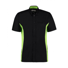 Kustom Kit Férfi rövid ujjú galléros póló Kustom Kit Classic Fit Sportsman Shirt SSL M, Fekete/Lime zöld zöld/Fehér férfi póló
