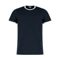 Kustom Kit Férfi rövid ujjú póló Kustom Kit Fashion Fit Ringer Tee M, Sötétkék navy/fehér