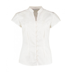 Kustom Kit Női csapott ujjú blúz Kustom Kit Women's Tailored Fit Mandarin Collar Blouse SSL S (10), Fehér