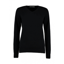Kustom Kit Női hosszú ujjú kötött felső Kustom Kit Women&#039;s Classic Fit Arundel Sweater L, Fekete női pulóver, kardigán