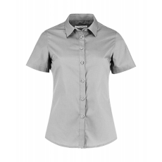 Kustom Kit Női rövid ujjú blúz Kustom Kit Women's Tailored Fit Poplin Shirt SSL L, Világos szürke