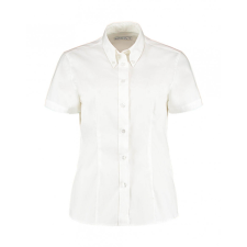 Kustom Kit Női rövid ujjú blúz Kustom Kit Women&#039;s Tailored Fit Premium Oxford Shirt SSL L, Fehér blúz