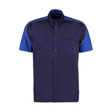 Kustom Kit Uniszex rövid ujjú Ing Kustom Kit Classic Fit Sebring Shirt SSL S, Sötétkék (navy)/Királykék/Fehér