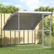  Kutyaház tárolóval Ezüst 2 x 2 x 2 m Horganyzott acél szállítóbox, fekhely kutyáknak
