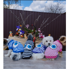  Kutyaruha - Cuki, csíkos kutyatrikó szemekkel - többféle színben - L - fekete kutyaruha