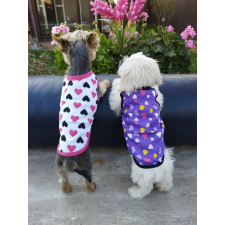  Kutyaruha - Cuki trikó szivecskés mintával - többféle színben - S - fehér/fekete szegély kutyaruha