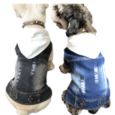  Kutyaruha - Kutyakabát - Kutyamellény - Ujjatlan, kapucnis, farmer kutyamellény - kétféle színben - 2XL - kék kutyaruha