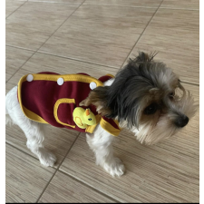  Kutyaruha - Kutyamellény - Bordó kutyamellény, sárga szegéllyel és kiskacsa plüssel - L kutyaruha