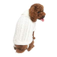  Kutyaruha - Kutyapulóver - kutyapulcsi, Kötött Garbós - meleg - fehér - S - fehér kutyaruha