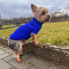  Kutyaruha - Kutyapulóver - kutyapulcsi, Kötött Garbós - meleg - kék - 2XL - kék kutyaruha