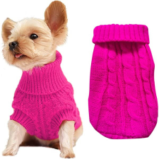  Kutyaruha - Kutyapulóver - kutyapulcsi, Kötött Garbós - meleg - sötétrózsaszín - S - sötét rózsaszín kutyaruha