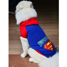  Kutyaruha - Kutyapulóver - Kutyapulcsi - Superman Mintás, Kapucnis - Kék - Nagy Kutyáknak Tökéletes - 5XL - kék kutyaruha