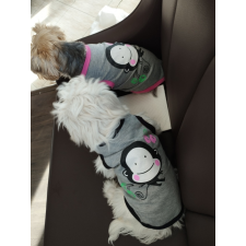  Kutyaruha - Majom mintás trikó - kétféle színben - S - szürke/rózsaszín szegéllyel kutyaruha