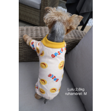  Kutyaruha - Meleg, overál vagy overall kezeslábas kutyaruha sárga, smiley-s mintával - M kutyaruha