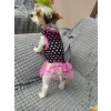  Kutyaruha - Nyári kutyaruha, fekete alapon, rózsaszín szíves mintával és tüll szoknyarésszel - XS