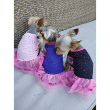  Kutyaruha - Strasszköves felsőrésszel és tüllszoknyával - princess ruha - három színben - L - lila kutyaruha