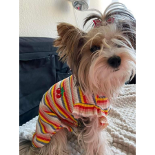  Kutyaruha - Színes, csíkos póló cseresznye mintával - kétféle színben! 	 	 	 	 	 	 	 	 	 	 	 - M - rózsaszín kutyaruha