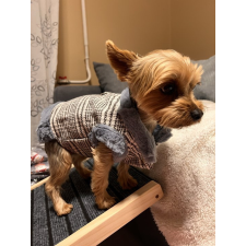  Kutyaruha - Szőrmés mellény pórázakasztóval kutyaruha