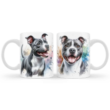 Kutyás bögre, Staffordshire Terrier, szürke-fehér bögrék, csészék