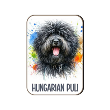 Kutyás fa hűtőmágnes, Puli, fekete hűtőmágnes