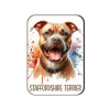  Kutyás fa hűtőmágnes, Staffordshire Terrier, barna