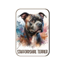 Kutyás fa hűtőmágnes, Staffordshire Terrier, sötétbarna hűtőmágnes