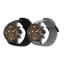 kwmobile 2 db Kwmobile szíj készlet Fossil Q géphez, fekete/szürke, szilikon, KWM0000253O002C okosóra kellék