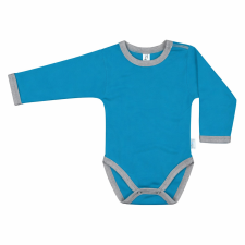 Kynga azúrkék-melírszürke hosszú ujjú baba body 62 kombidressz, body