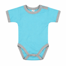 Kynga ciánkék-melírszürke rövid ujjú baba body 68 kombidressz, body