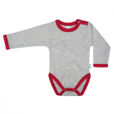 Kynga melírszürke-piros hosszú ujjú koraszülött baba body 56 kombidressz, body