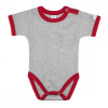 Kynga melírszürke-piros rövid ujjú gyerek body 104-152 cm