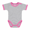 Kynga melírszürke-sötét rózsaszín rövid ujjú baba body 62