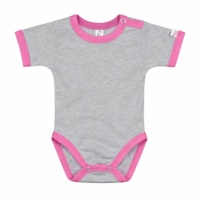 Kynga melírszürke-sötét rózsaszín rövid ujjú koraszülött baba body 50 kombidressz, body