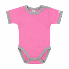 Kynga sötét rózsaszín-melírszürke rövid ujjú baba body 80 kombidressz, body