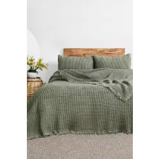  L'essential Maison Double Pique Set Khaki Norah - Khaki lakástextília