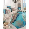  L'essentiel Maison Ranforce Double Quilt Cover Set Turquoise Ecru Blue Brown Katre - Turquoise