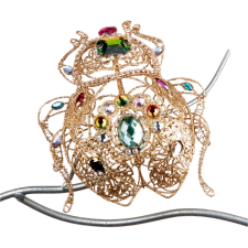  LAALU aranyszínű bogár strasszkövekkel 15 cm (LAU-0258) karácsonyi dekoráció