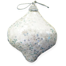 LAALU Baňka s glitery bílá 6 cm karácsonyfadísz
