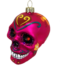  LAALU Dísz koponya dekorációval rózsaszín 9 cm (LAU-1417) karácsonyi dekoráció