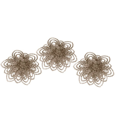 LAALU Díszkészlet, csipeszes virág, pezsgőszínű, 12 cm, 3 db karácsonyfadísz